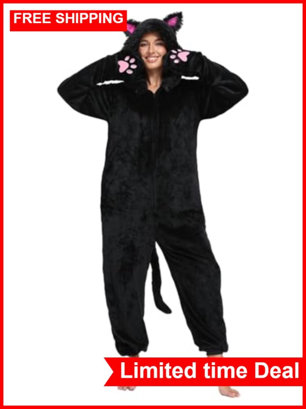 Adult Animal Onesie Pajamas Halloween Cosplay Flannel One-Piece